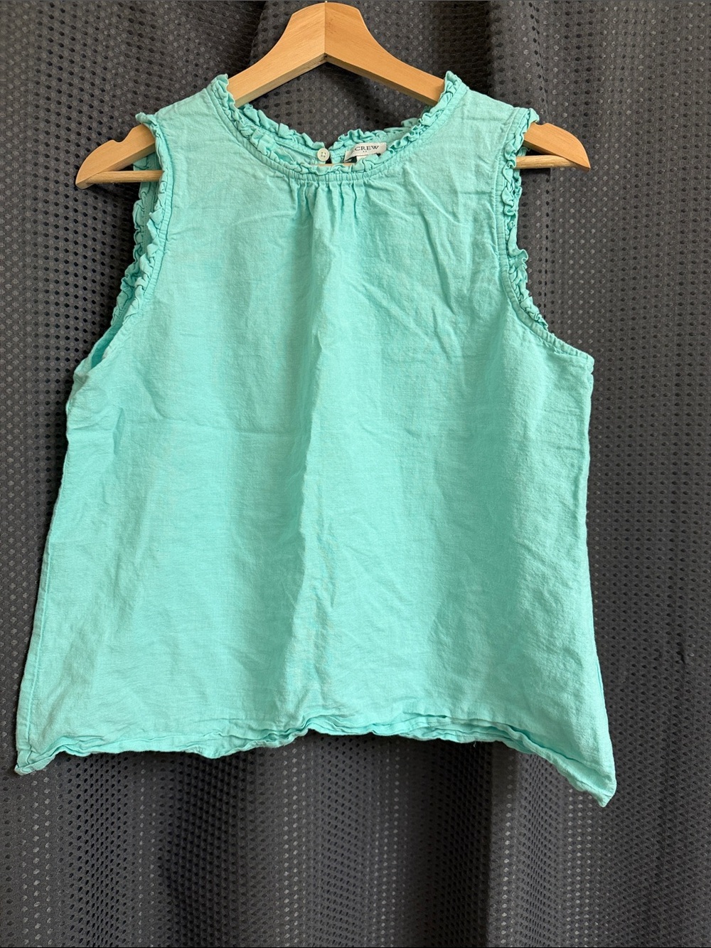 J. Crew Mint Green Sleeveless Ruffle Trim Top